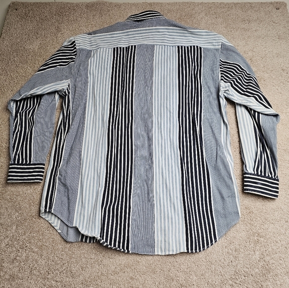 Vintage Banana Republic Safari & Travel Blue Multi Striped Button Down Shirt XL - Picture 7 of 9